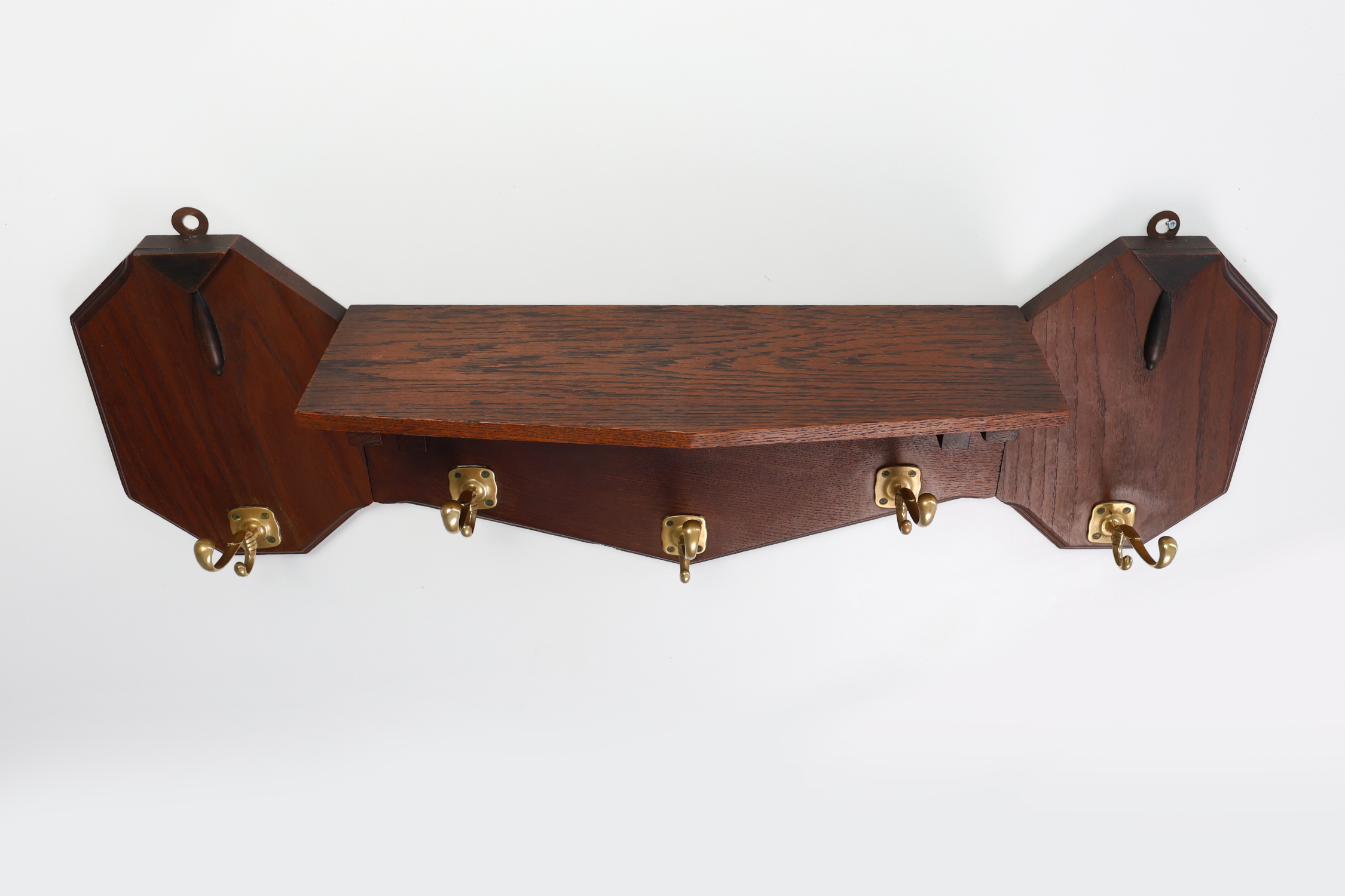 Art Deco coatrack in oak and copper, Belgium 1920sthumbnail